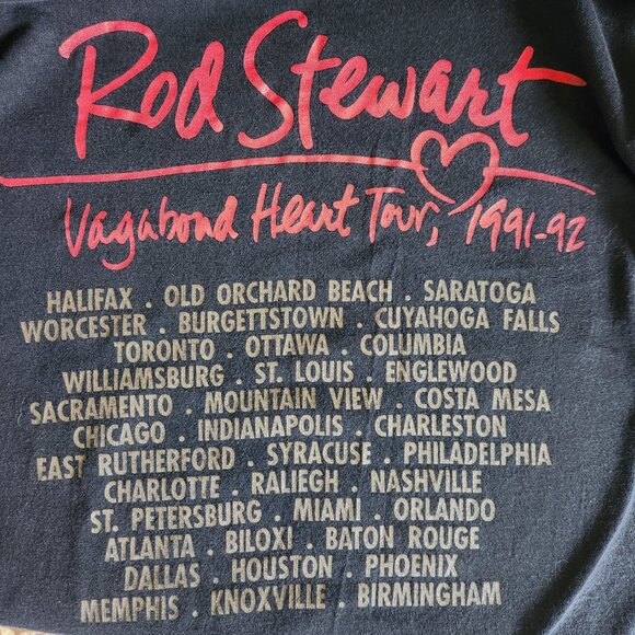 Vintage 90s Rod Stewart Vagabond Heart Tour 1991 Band T-Shirt XL Single Stitch - Picture 7 of 8